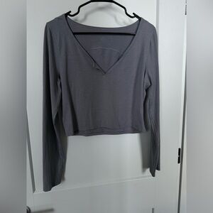 EUC lululemon cropped Henley long sleeve shirt grey size 10